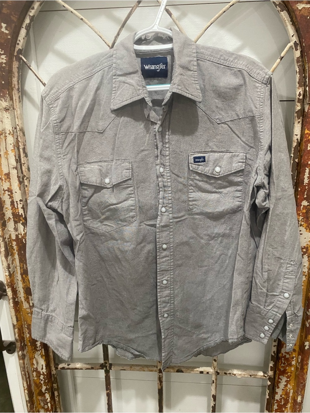 Wrangler Men's Gray Long-Sleeve Western Shirt Large